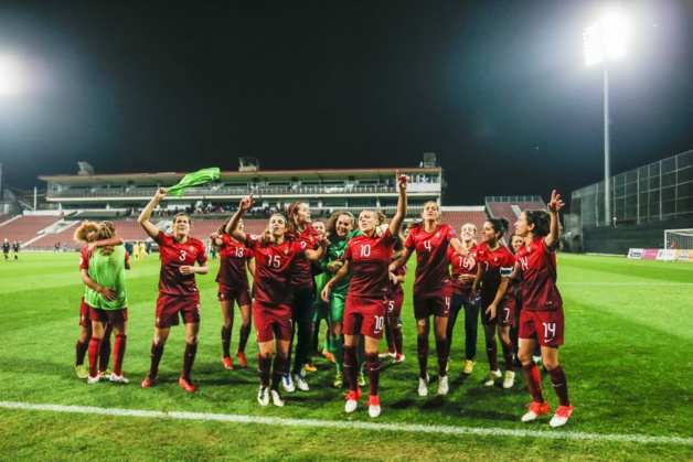 Les Portugaises fêtent cette qualification historique (photo FPF) Les Portugaises fêtent cette qualification historique (photo FPF)