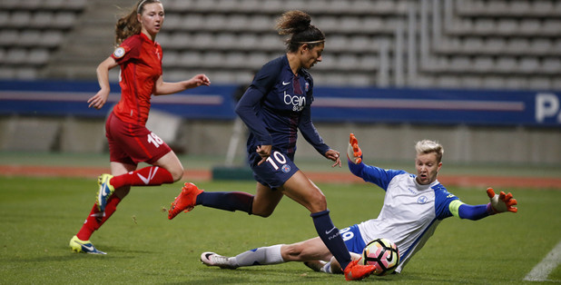 Cristiane n'a pas marqué mais a offert le deuxième but à Sarr (photo TeamPics/PSG.fr)