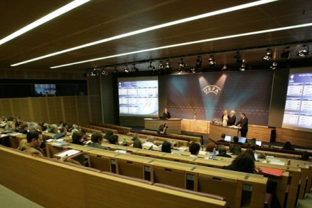 Le tirage au sort à Nyon (photo : uefa.com)