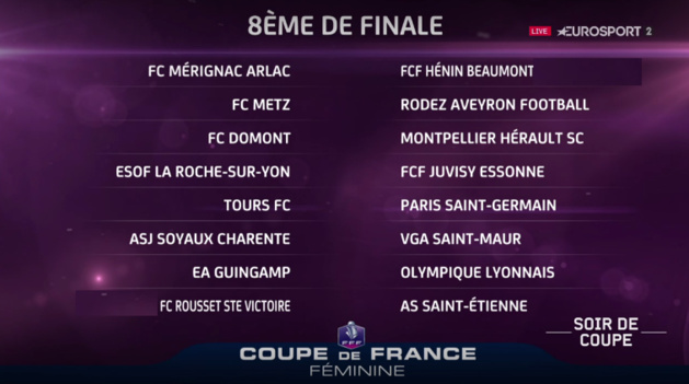 Coupe de France - Huitièmes de finale : deux chocs entre D1 : METZ - RODEZ et GUINGAMP - LYON Coupe de France - Huitièmes de finale : deux chocs entre D1 : METZ - RODEZ et GUINGAMP - LYON