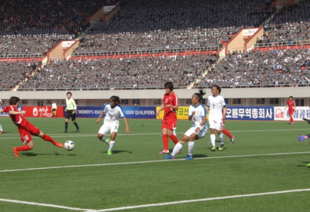 Le stade de Pyongyang a accueilli la première rencontre éliminatoire en Corée du Nord