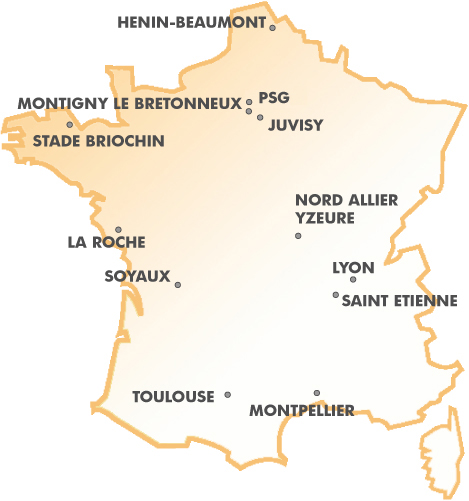 La carte des clubs de D1 (Crédit : Sab) La carte des clubs de D1 (Crédit : Sab)