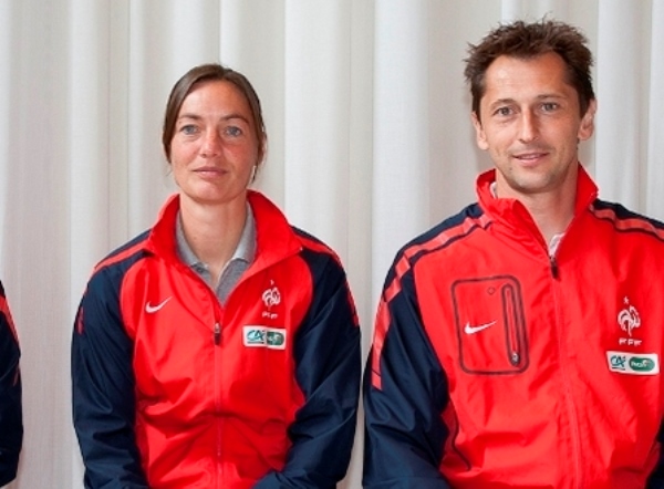 Corinne Diacre avec Philippe Joly lors de leur précédent activité avec les Bleues