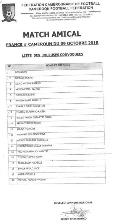 CAMEROUN - Les Lionnes Indomptables préparent leur qualification pour FRANCE 2019 CAMEROUN - Les Lionnes Indomptables préparent leur qualification pour FRANCE 2019