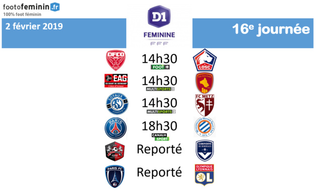 #D1F - J16 : le programme : PSG - MONTPELLIER à l'affiche, PFC - OL reporté