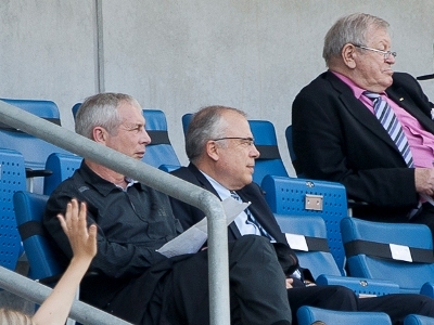 Joël Muller aux côtés du Vice-Président Bernard Désumer dans les tribunes de Sinsheim Joël Muller aux côtés du Vice-Président Bernard Désumer dans les tribunes de Sinsheim
