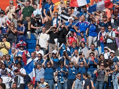 A l'issue du séminaire, les CATRF sont venues soutenir les Bleues à Sinsheim (photo : Eric Baledent)