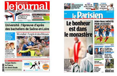 Les Unes du Journal de Saône et Loire et du Parisien illustrent le bon coup médiatique