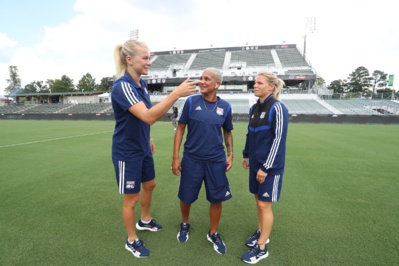 Hegerberg, van de Sanden et Le Sommer, un trio offensif complété par les arrivées de Parris et Silva (photo OL)