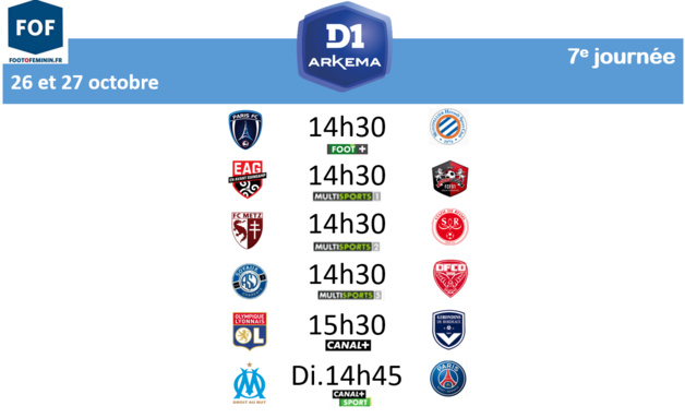 #D1Arkema - Le programme de la 7e journée : OL - Bordeaux, OM - PSG, Paris FC - Montpellier au programme #D1Arkema - Le programme de la 7e journée : OL - Bordeaux, OM - PSG, Paris FC - Montpellier au programme