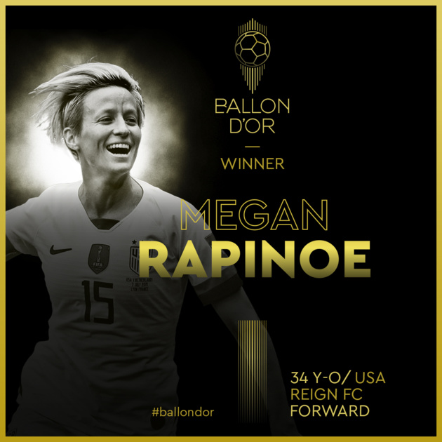 Ballon d'Or - Megan RAPINOE obtient le deuxième Ballon d'Or féminin Ballon d'Or - Megan RAPINOE obtient le deuxième Ballon d'Or féminin