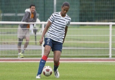 Face à l'Ecosse, Wendie Renard a inscrit son troisième but en A (Photo : Eric Baledent)