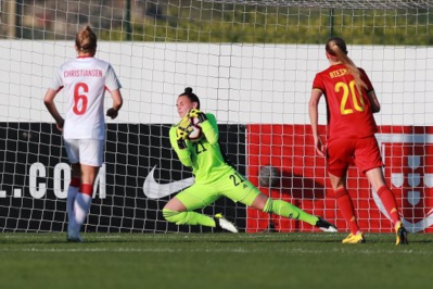 La gardienne belge a concédé 4 buts face au Danemark (photo FPF) La gardienne belge a concédé 4 buts face au Danemark (photo FPF)