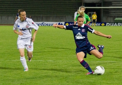 Le second but inscrit par Le Sommer, meilleure buteuse du championnat avec 22 réalisations