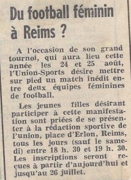 La célèbre annonce parue dans L'Union est le point de départ de l'équipe rémoise La célèbre annonce parue dans L'Union est le point de départ de l'équipe rémoise