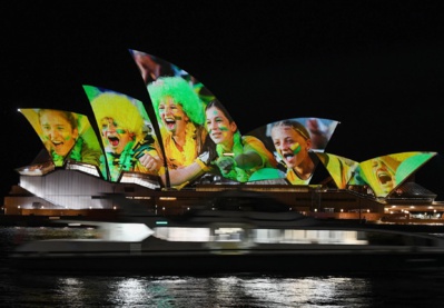 Le mythique Opéra de Sydney s'était mis aux couleurs pour soutenir la candidature (photo DR)