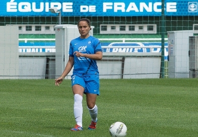 Ophélie Meilleroux avec les Bleues (photo Eric Baledent/LMP)