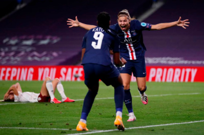 La célébration de Signe Bruun (photo twitter PSG) La célébration de Signe Bruun (photo twitter PSG)