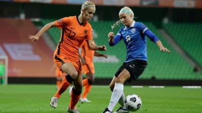 La Bordelaise Katja Snoeijs a marqué son premier but en sélection (photo KNVB)