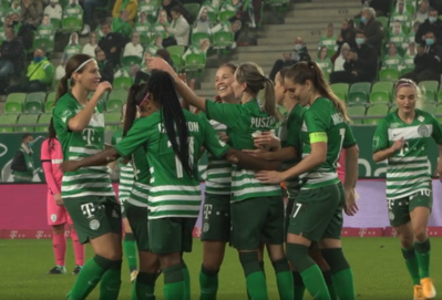 Les joueuses de Ferencvaros en vert ont largement dominé le Racing Club Luxembourg qui comptait six Françaises dans ses rangs dont Andrea Burtin, Precillia Rinaldi (photo FTC)