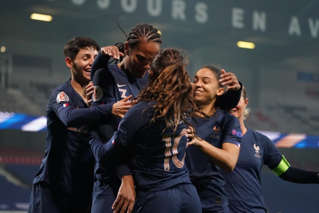 Wendie Renard a débloqué la situation avec son 19e but de la tête en sélection (photo FFF) Wendie Renard a débloqué la situation avec son 19e but de la tête en sélection (photo FFF)