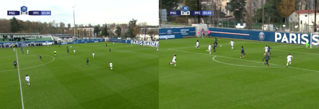 Le 4e but du PSG, avec le 5 contre 3 offert aux Parisiennes. Le 4e but du PSG, avec le 5 contre 3 offert aux Parisiennes.