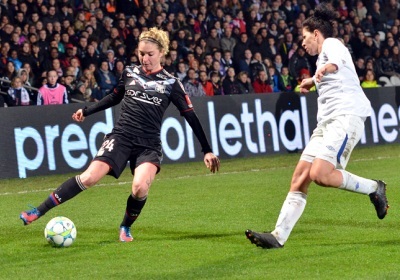 Laëtitia Tonazzi est la meilleure buteuse lyonnaise avec Louisa Necib cette saison en Ligue des Champions (photo Alex Ortega)