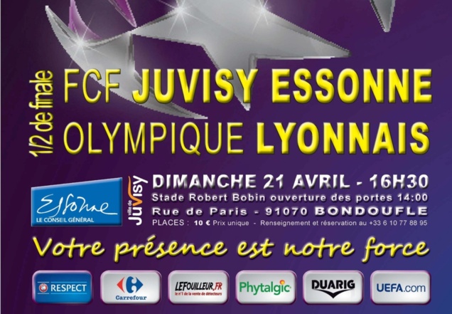 Ligue des Champions - OL - Juvisy aller le samedi 13, retour le dimanche 21 avril