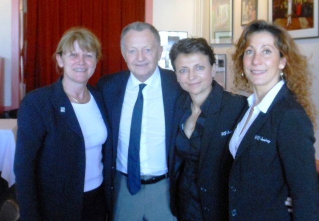 Christine Diard (FFF), Jean-Michel Aulas (OL), Marie-Christine Terroni (Juvisy) et Rosario Escobar (Juvisy)