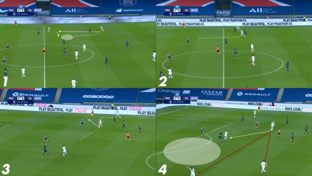 Carpenter parvient à combiner et à percer le rideau parisien mais effectue le mauvais choix sur sa dernière passe. Carpenter parvient à combiner et à percer le rideau parisien mais effectue le mauvais choix sur sa dernière passe.