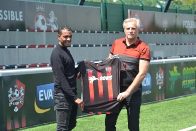 Fabrice Abriel avec son Président Pascal Bovis (photo FC Fleury)
