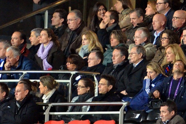 Jean-Michel Aulas, descendu à la pause au vestiaire et ici en tribune en seconde période, a reconnu la supériorité de Potsdam sur ce match (Photo : Alex Ortega)