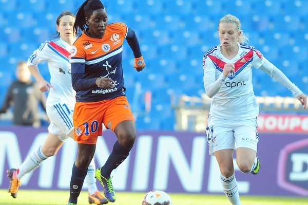 Marina Makanza, ici à la lutte avec la Lyonnaise Lara Dickenmann, affirme que son équipe gagne en ambition d'années en années (Photo : MHSC).