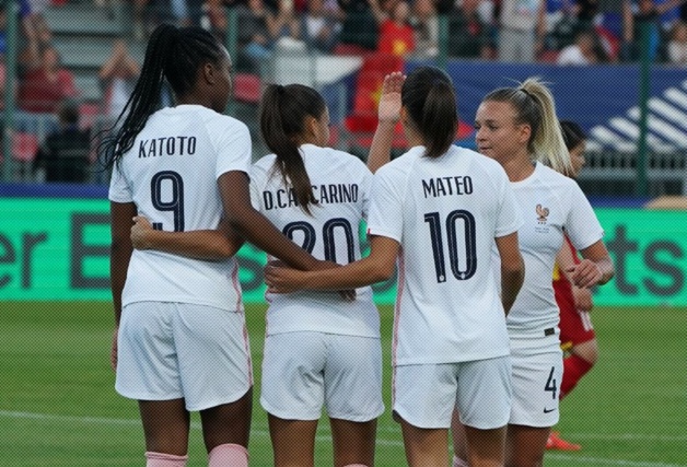 Katoto, Cascarino, Matéo et Torrent ont contribué aux buts français (photo twitter Edf féminine)