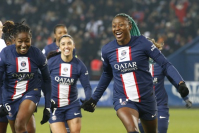 Diani après son penalty (photo PSG) Diani après son penalty (photo PSG)