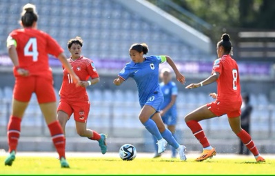Maeline Mendy, capitaine, buteuse et passeuse (photo UEFA) Maeline Mendy, capitaine, buteuse et passeuse (photo UEFA)