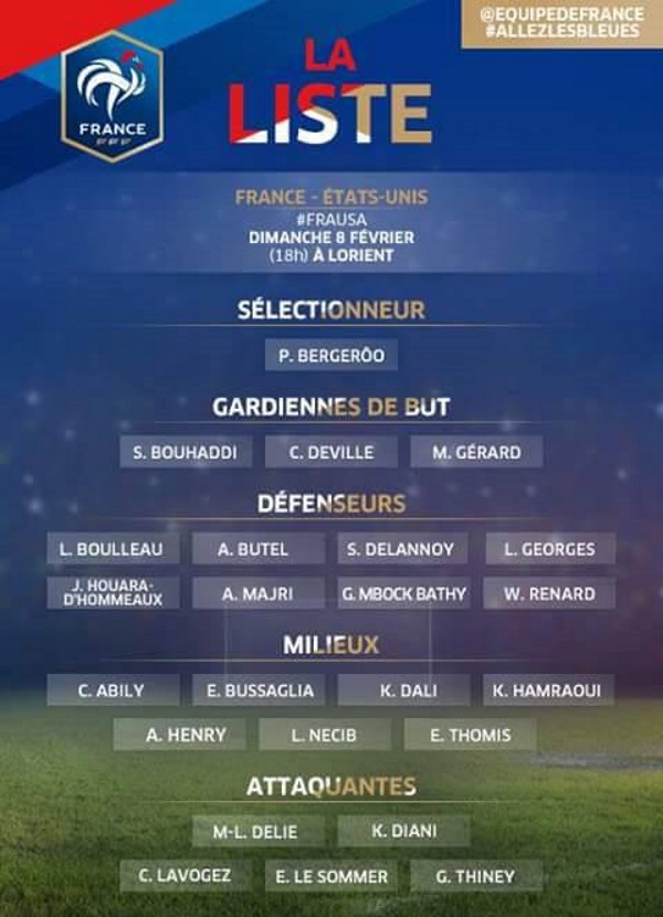 Bleues - La liste pour FRANCE - ETATS-UNIS