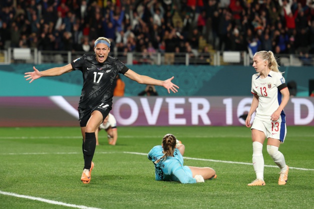 La joie de Wilkinson qui signe l'unique but de la rencontre (photo twitter New Zealand FA)