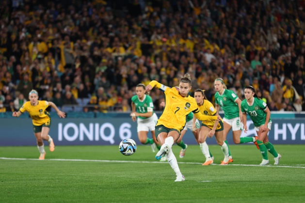 Le penalty victorieux de Steph Catley (photo Matildas)