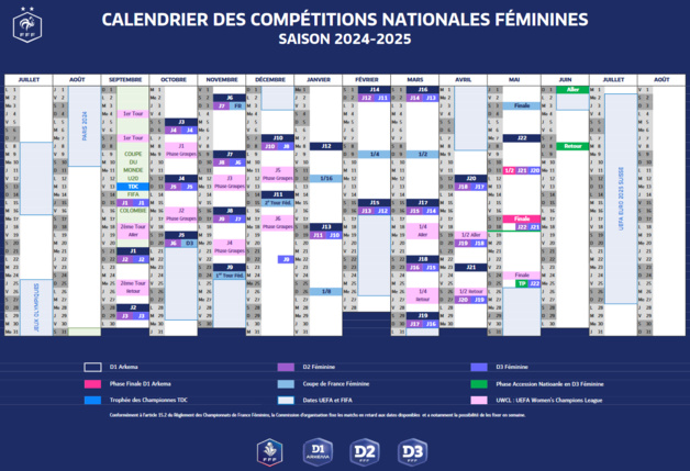 Le calendrier 2024-2025 des compétitions féminines validé Le calendrier 2024-2025 des compétitions féminines validé