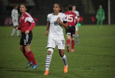 Delie est l'attaquante la plus alignée derrière Le Sommer (photo A Mesa/FFF) Delie est l'attaquante la plus alignée derrière Le Sommer (photo A Mesa/FFF)