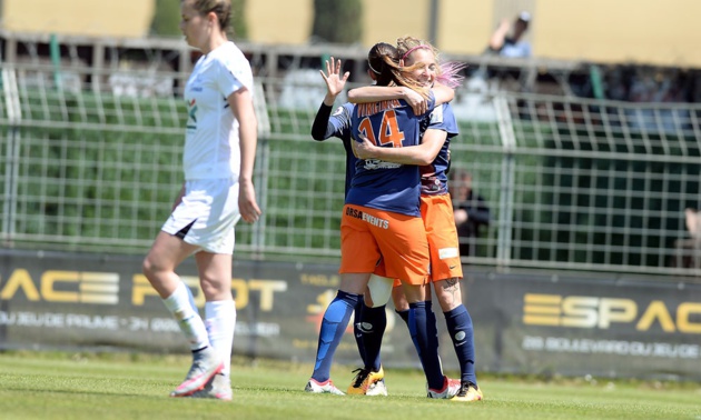 Le triplé pour Tonazzi, félicitée par Torrecilla (photo MHSC) Le triplé pour Tonazzi, félicitée par Torrecilla (photo MHSC)