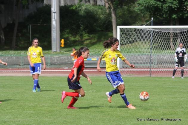 Chatelain, à droite, a inscrit le dernier but de Saint-Maur avant de quitter la D1 (photo Marceau Carré)