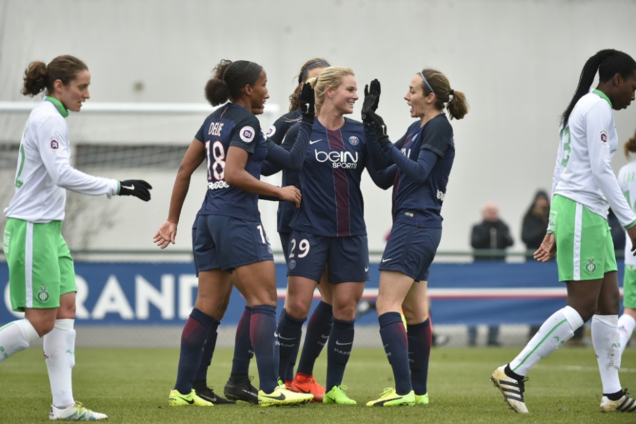 Joie parisienne sur le second but face à l'ASSE (photo PSG.fr)