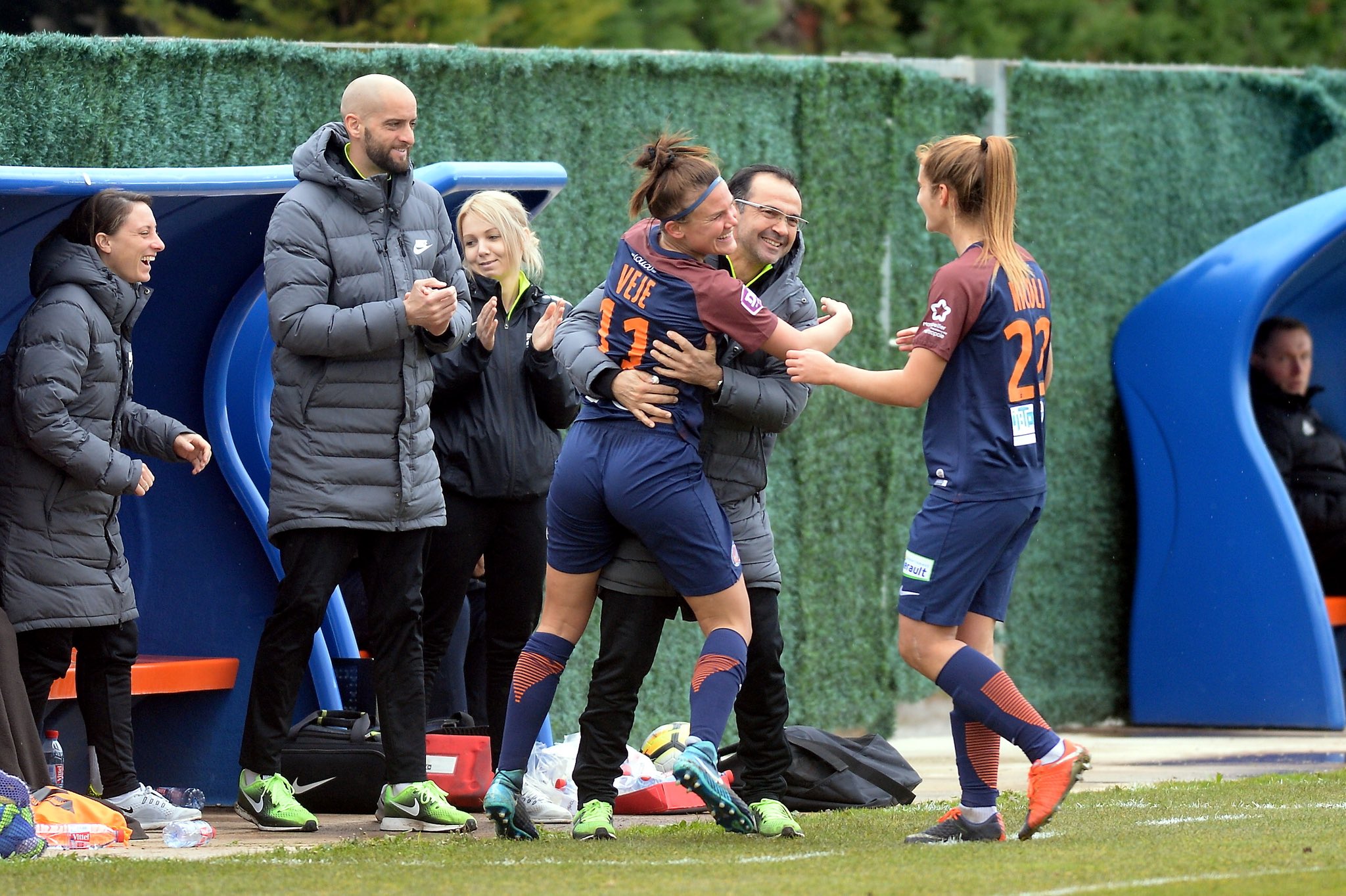 La joie après le but de Veje (photo MHSC)
