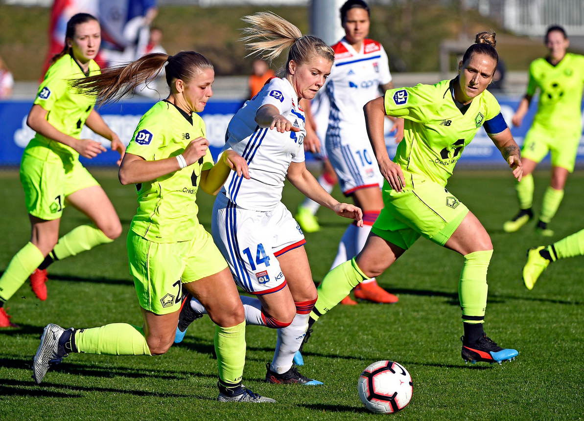 Dafeur, Hegerberg et Coutereels lors du match retour en championnat (1-0) (photo OL) Dafeur, Hegerberg et Coutereels lors du match retour en championnat (1-0) (photo OL)
