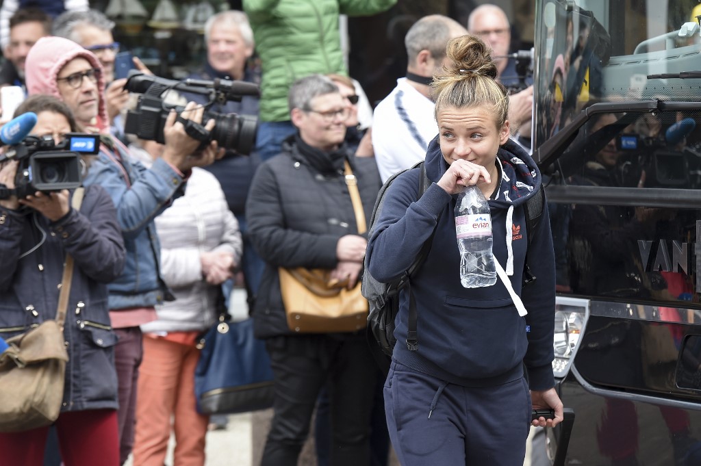 Marion Torrent et les Bleues sont arrivées en car à Ploumanac'h (photo AFP)
