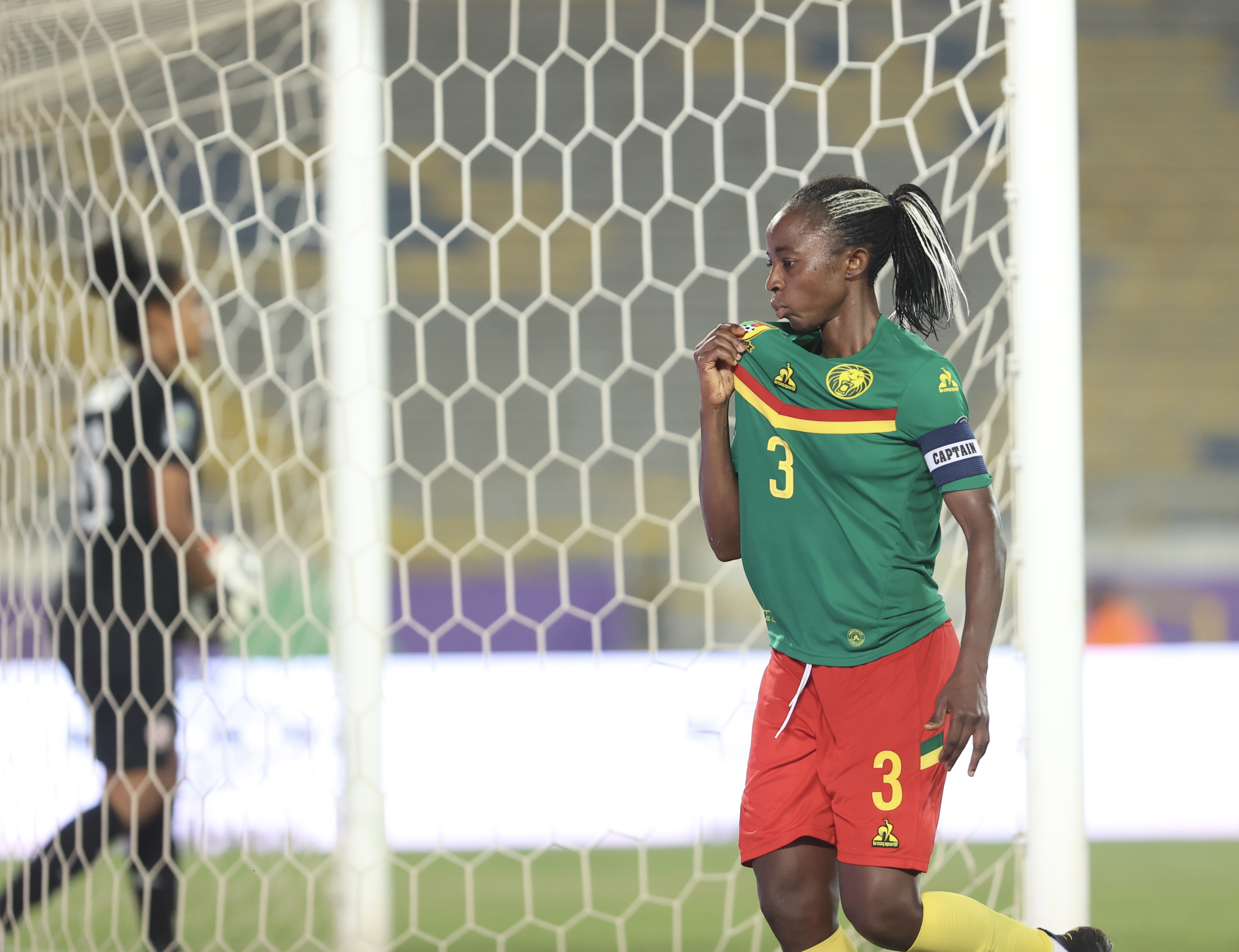Ajara Nchout a assuré la victoire des Lionnes Indomptables en fin de match (photo CAF)
