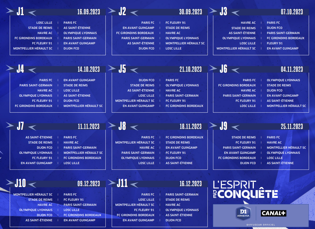 D1Arkema - Le calendrier 2023-2024