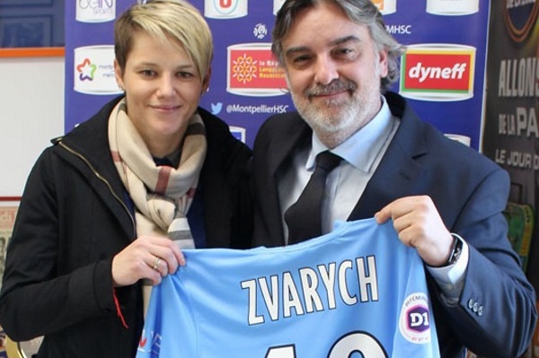 Iryna Zvarych avec Laurent Nicollin (photo MHSC) Iryna Zvarych avec Laurent Nicollin (photo MHSC)